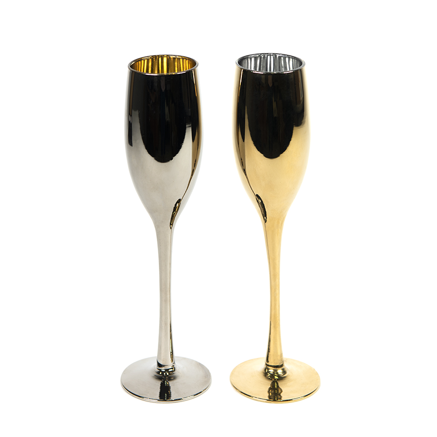 Набор бокалов для шампанского MOON&SUN (2шт), золотой и серебяный