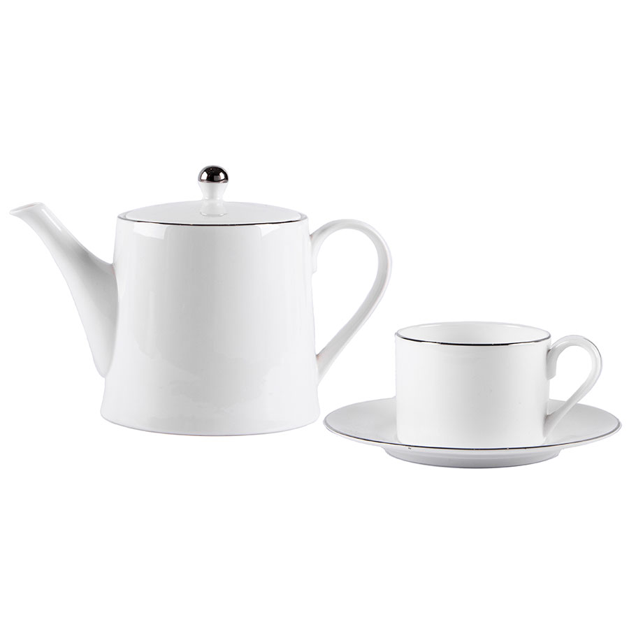 Набор PLATINUM: чайная пара и чайник в подарочной упаковке, костяной фарфор