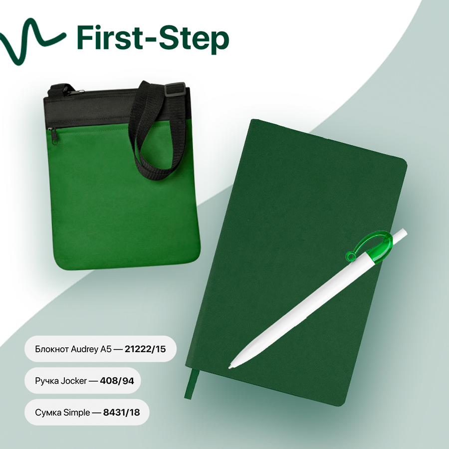 Набор подарочный FIRST-STEP: бизнес-блокнот, ручка, сумка